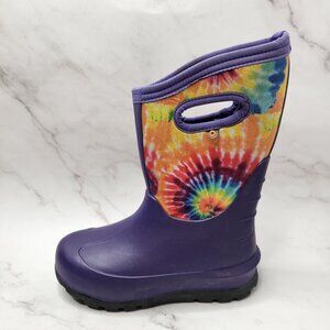 Bogs Neo Classic Tie-Dye Purple Snow Rain Boots Winter Waterproof Youth 2